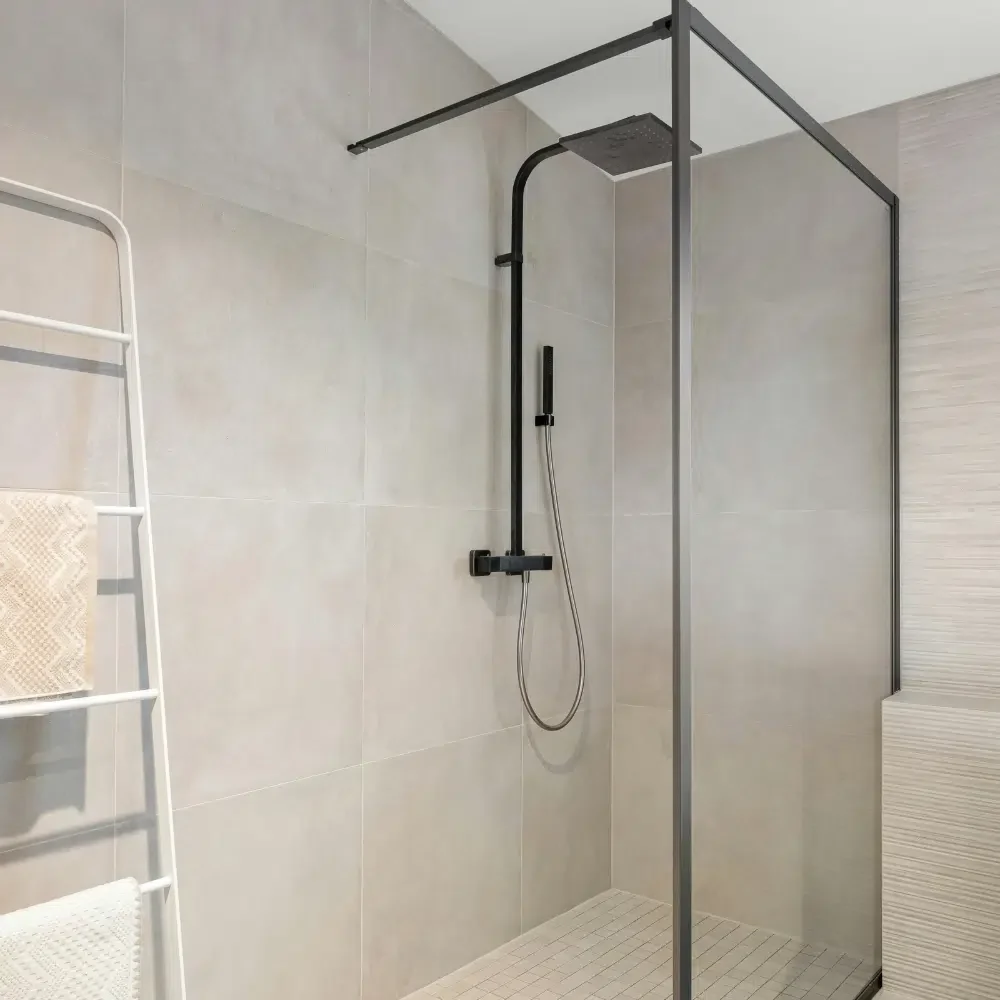 A sleek modern leakproof shower is installed by STL Plumbing to a Gold Coast bathroom renovation
