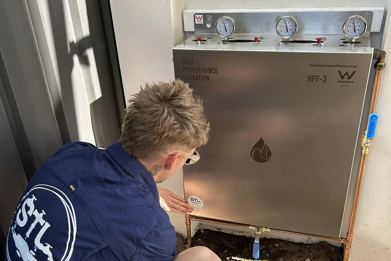 Water Filtration Installs On The Gold Coast such as this stainless steel unit increase the purity of water in your home